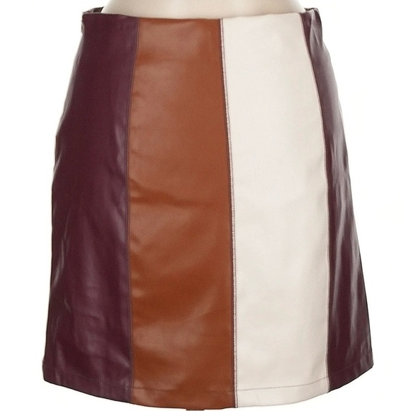 Kori Dresses & Skirts - Kori Red and Tan Mini A-line Skirt